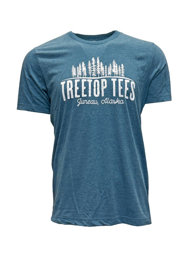 Treetop Tees, Juneau Alaska Logo Steel Blue Tee - Unisex