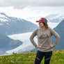 Flowing Glacier T-Shirt on thunder mountain with views of Mendenhall Glacier