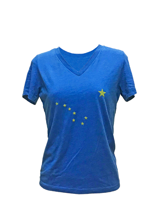 Alaska Flag Blue Tee - Ladies V-neck