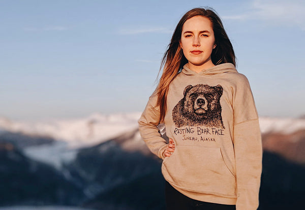 Ladies mountain treetop print hooded sweatshirt sale