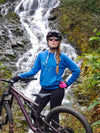 Mountain Biker girl wearing AK Star Hoodie 