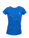 Ladies Alaska Flag T-Shirt, Blue with Gold Stars